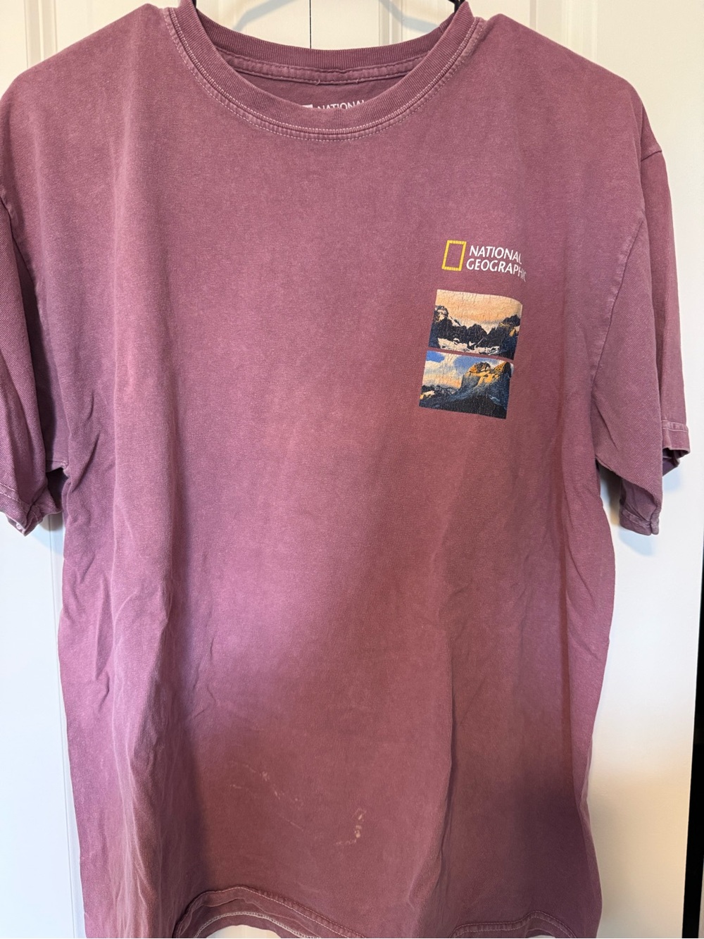 National Geographic Men's Dusty Mauve Graphic Tee with Mini Nature Print